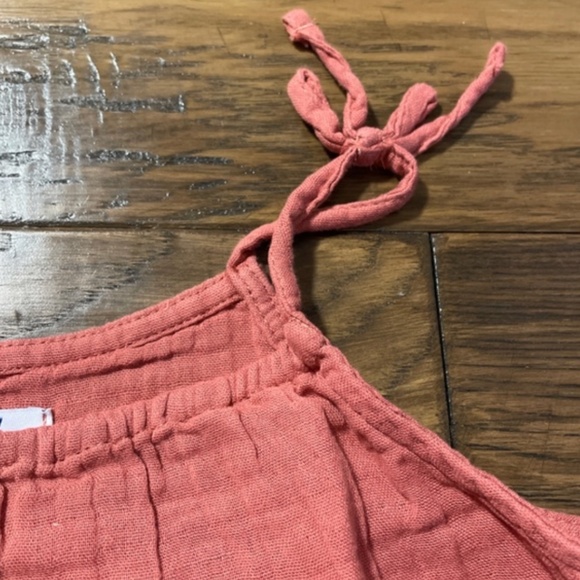 New Old Navy kids romper tie shoulder crinkle cotton size small 6-7 - Picture 6 of 9